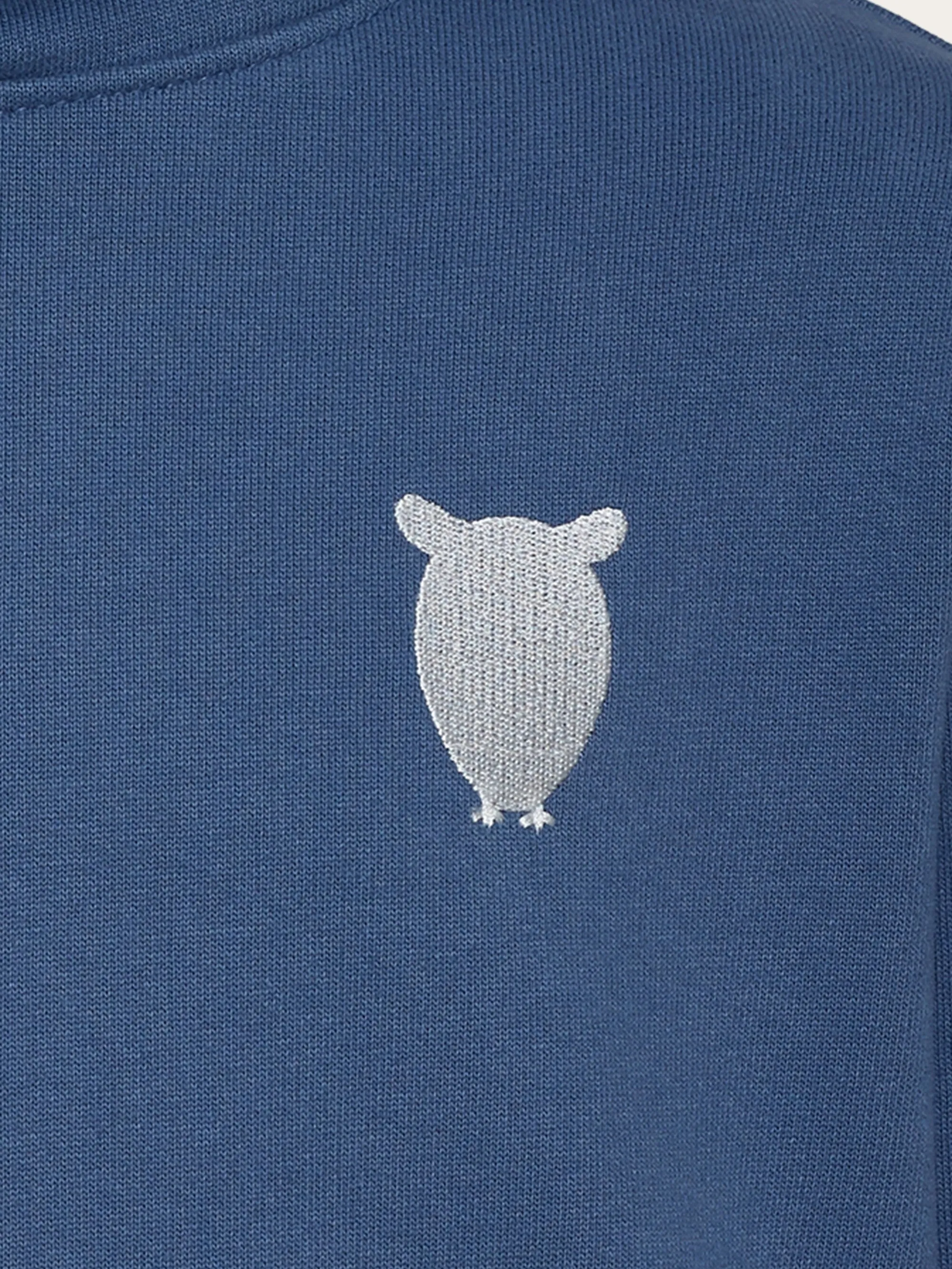 Loose fit hood sweat with logo embr - GOTS/Vegan - Moonlight Blue