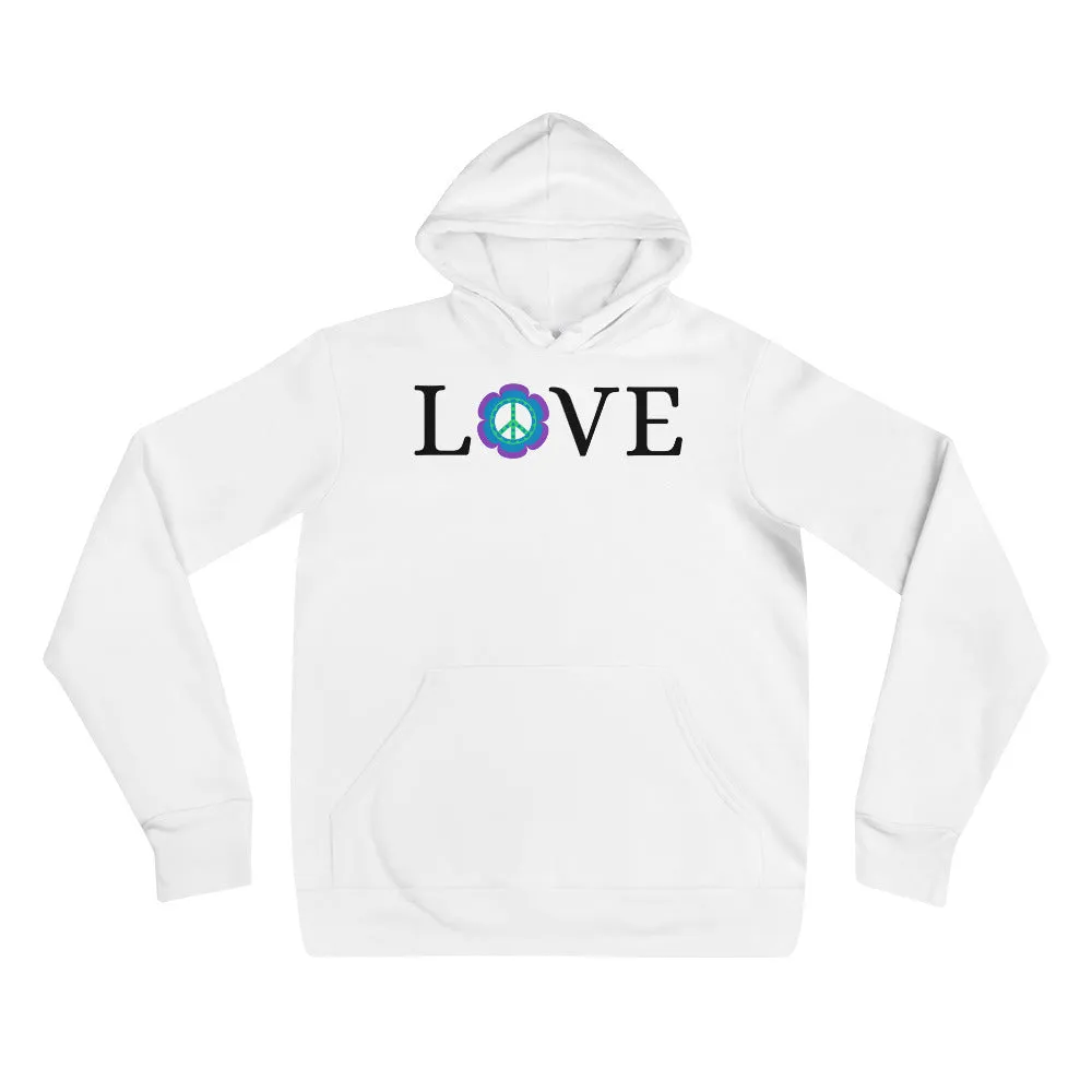 Love Peace Sign Purple Blue - Unisex hoodie, comfy, soft, pullover, cozy, fun