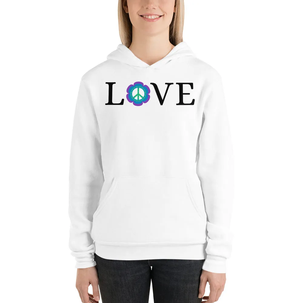 Love Peace Sign Purple Blue - Unisex hoodie, comfy, soft, pullover, cozy, fun