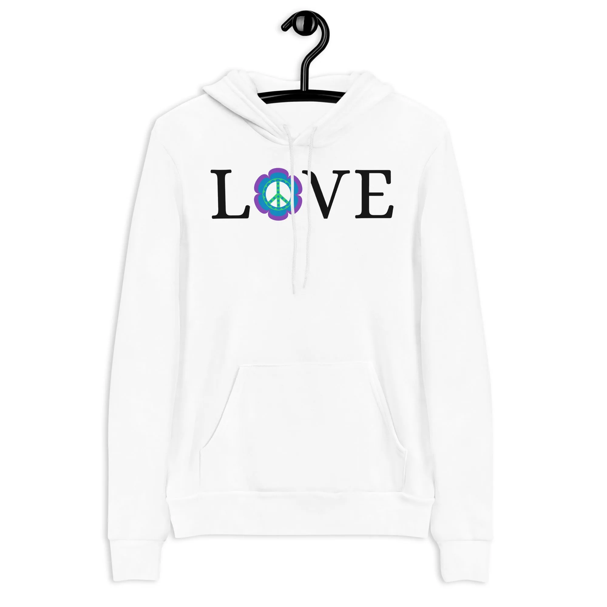 Love Peace Sign Purple Blue - Unisex hoodie, comfy, soft, pullover, cozy, fun