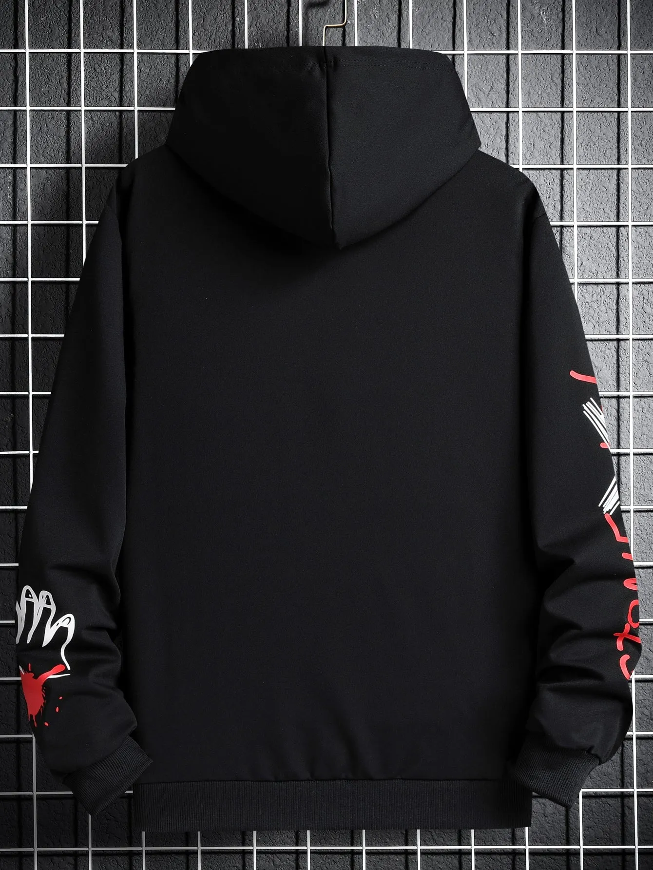 Manfinity EMRG Loose Fit Men's Cartoon & Slogan Pattern Drawstring Hooded Sweatshirt