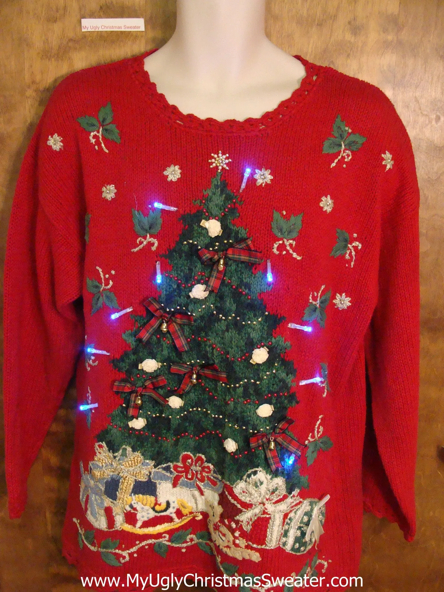 Maximum Tacky Tree Light Up Ugly Christmas Jumper