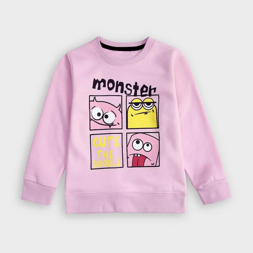 Monster print Sweatshirt in fleece for Kids