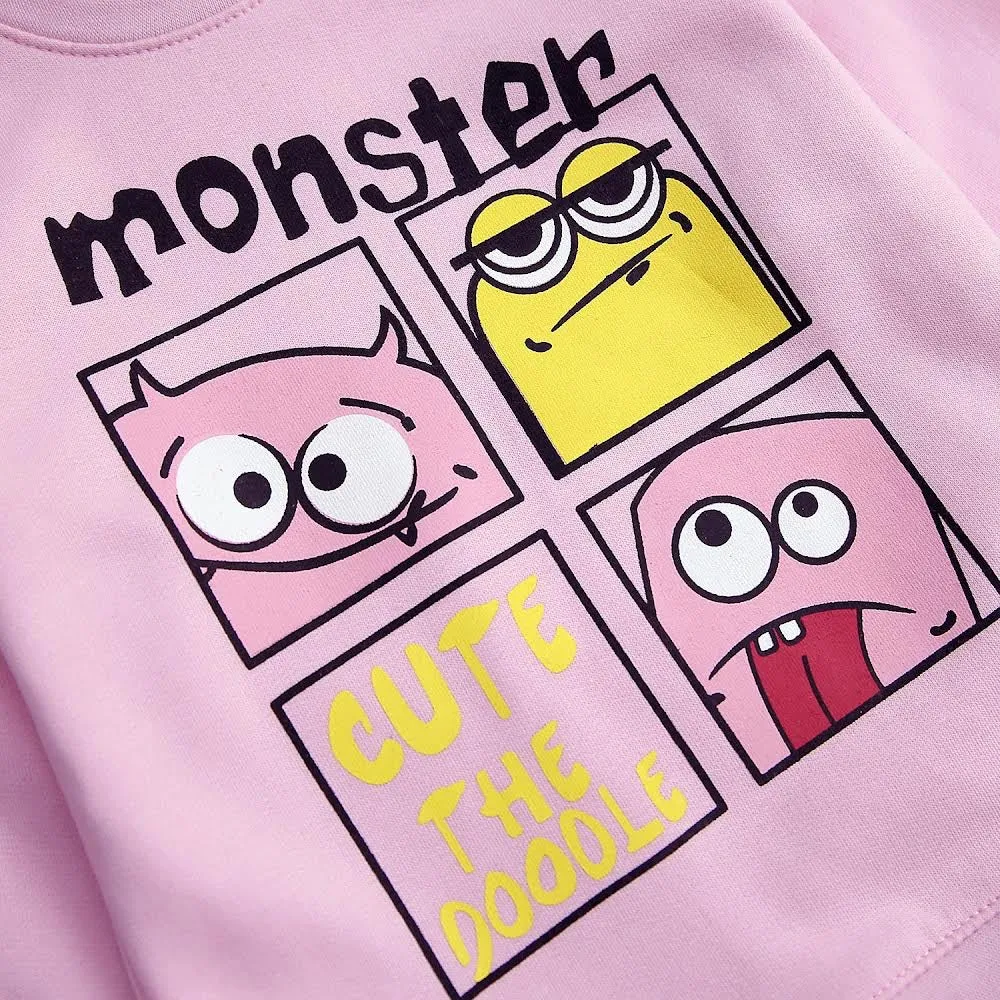 Monster print Sweatshirt in fleece for Kids