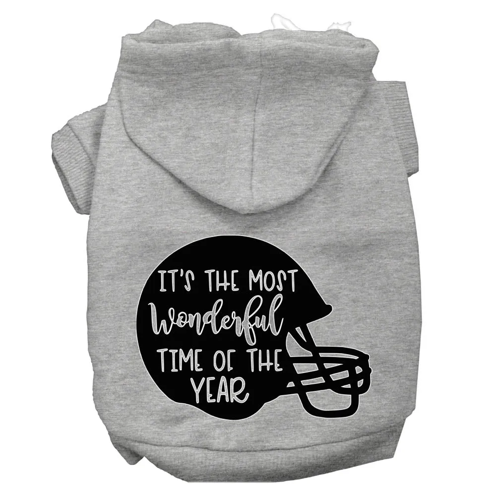 Most Wonderful Time Of The Year (football) Screen Print Dog Hoodie Grey Xs