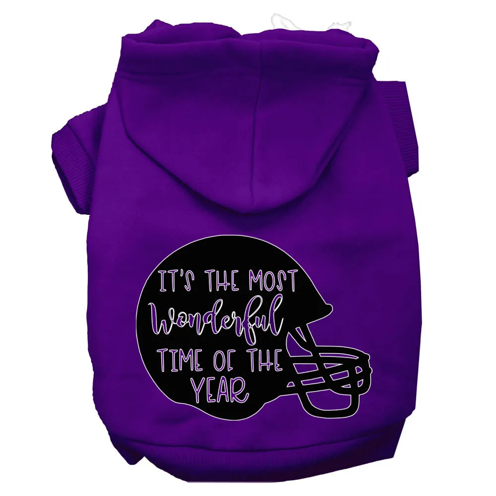 Most Wonderful Time Of The Year (football) Screen Print Dog Hoodie Purple Xxl