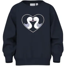 Name It Dark Sapphire Heart Swans Venus Regular Sweatshirt