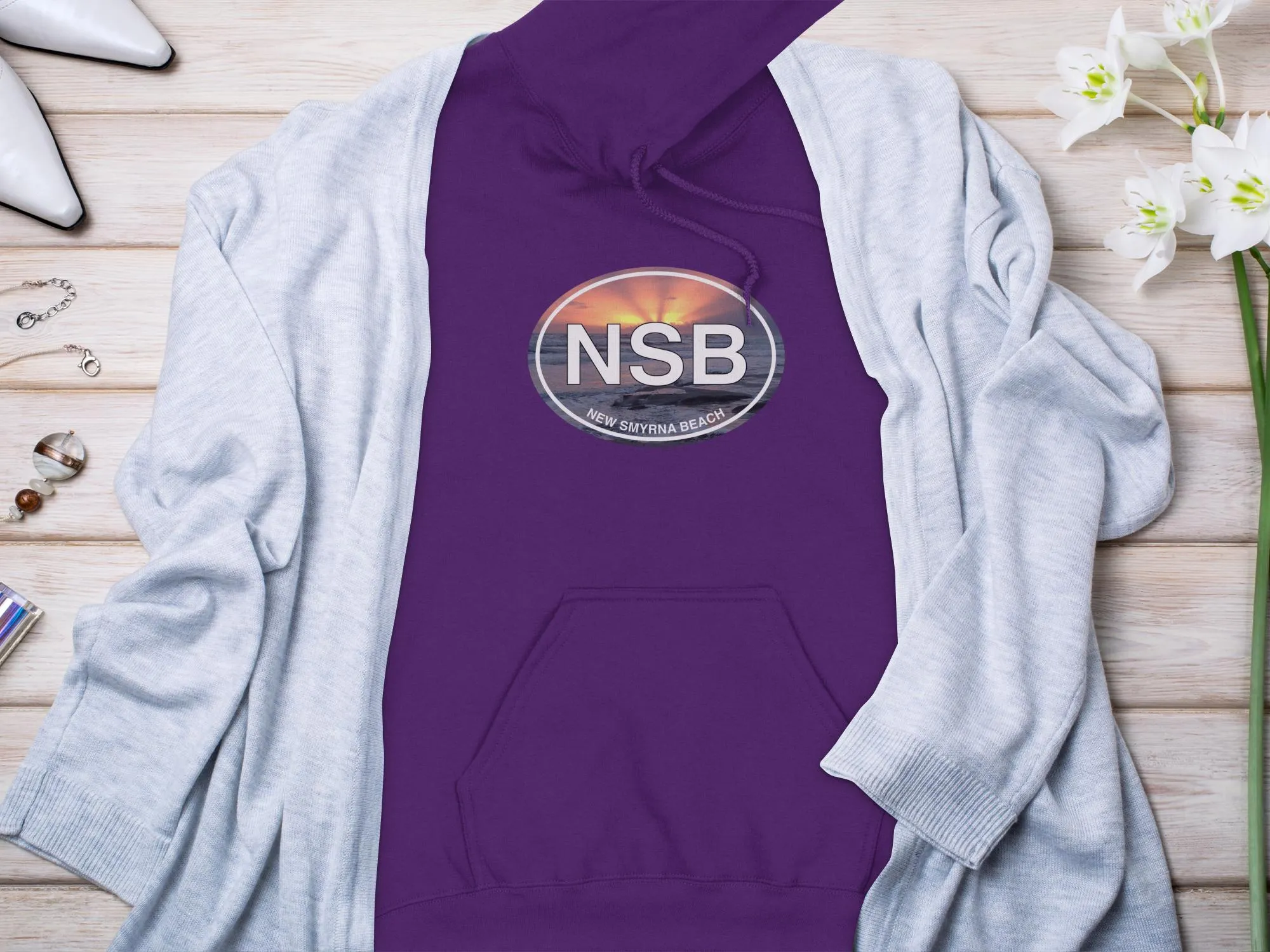 New Smyrna Mens Hoodie - Surf and Sun Gear for Beach Adventures