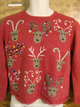 Nine Funny Reindeer Ugly Christmas Sweater