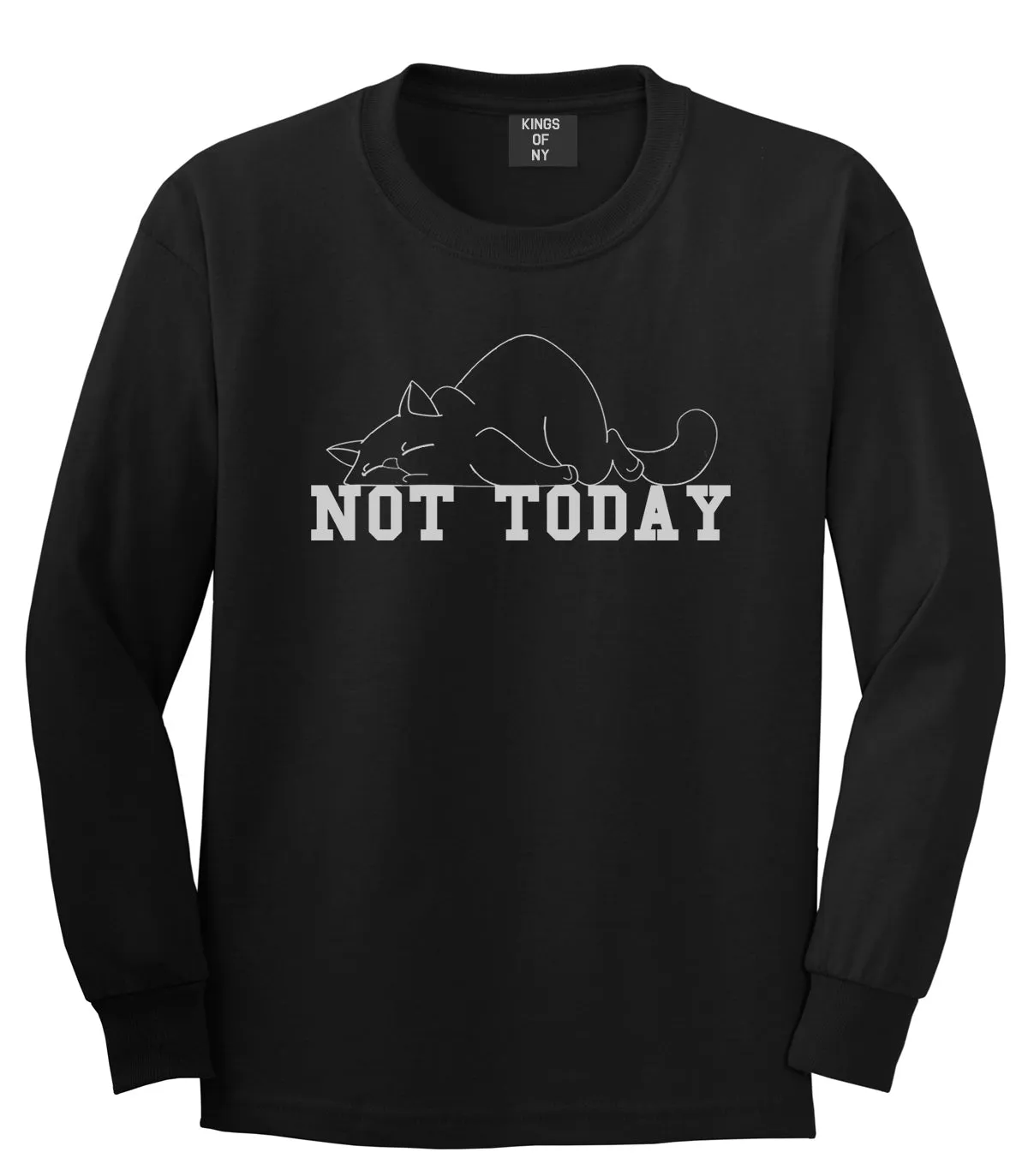 Not Today Sleepy Cat Funny Mens Long Sleeve T-Shirt