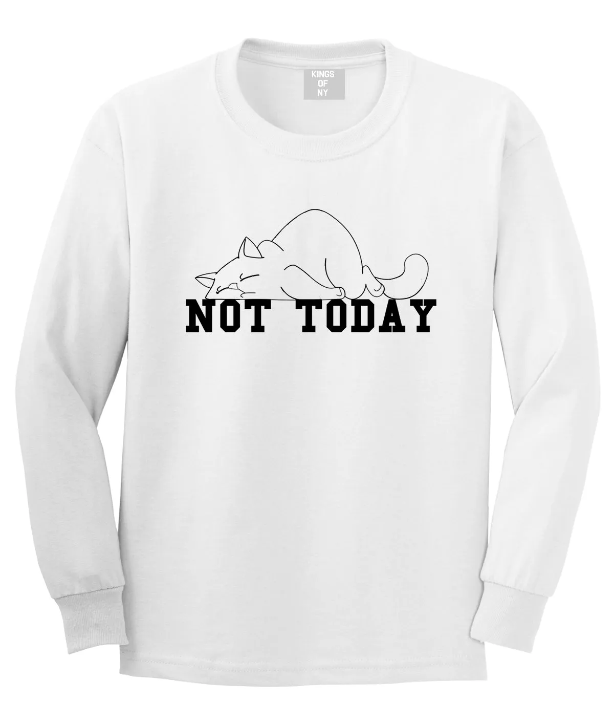 Not Today Sleepy Cat Funny Mens Long Sleeve T-Shirt