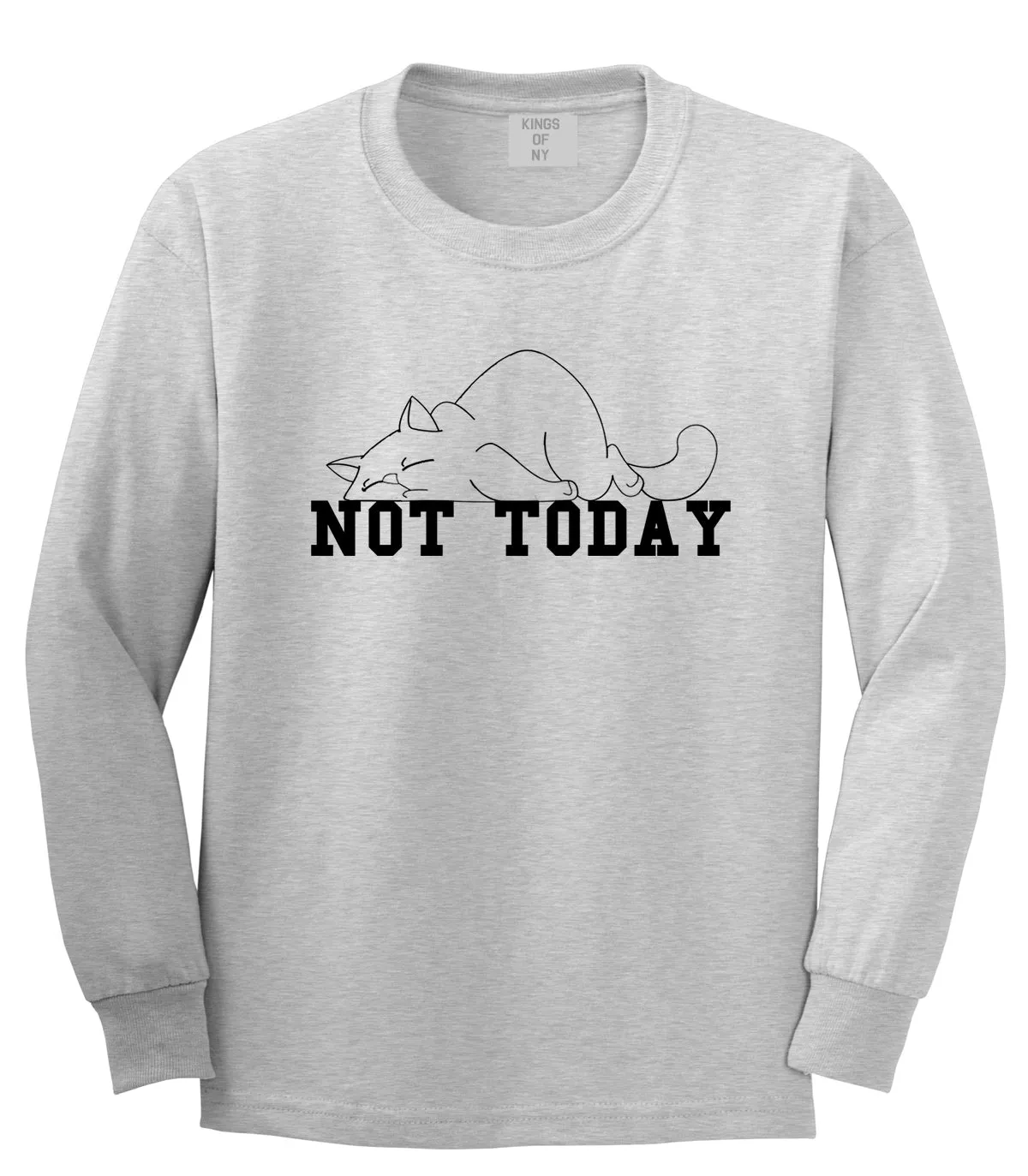 Not Today Sleepy Cat Funny Mens Long Sleeve T-Shirt