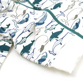 Organic Cotton Hooded Sweatshirt / Whales Jade