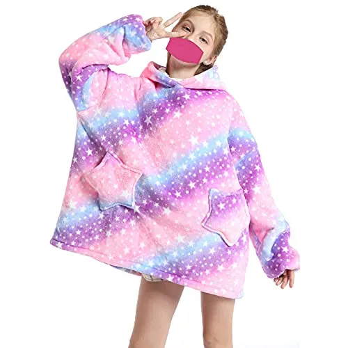 Oversized Hoodie Blanket Gifts for Women UK Adult Men Kids Girls Wearable Comfortable Fleece Hoodie Robe As Birthday Gifts for Mothers Friends