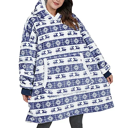 Oversized Hoodie Blanket Gifts for Women UK Adult Men Kids Girls Wearable Comfortable Fleece Hoodie Robe As Birthday Gifts for Mothers Friends