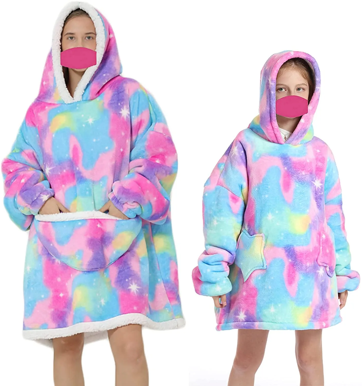 Oversized Hoodie Blanket Gifts for Women UK Adult Men Kids Girls Wearable Comfortable Fleece Hoodie Robe As Birthday Gifts for Mothers Friends