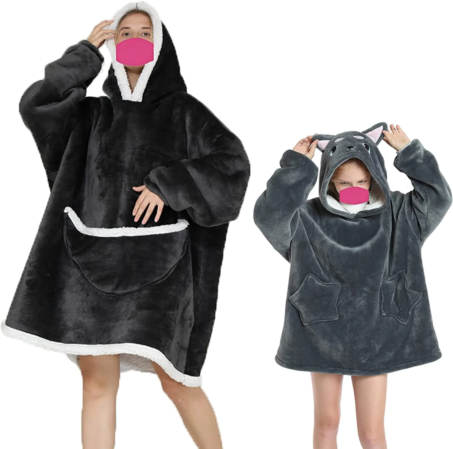 Oversized Hoodie Blanket Gifts for Women UK Adult Men Kids Girls Wearable Comfortable Fleece Hoodie Robe As Birthday Gifts for Mothers Friends