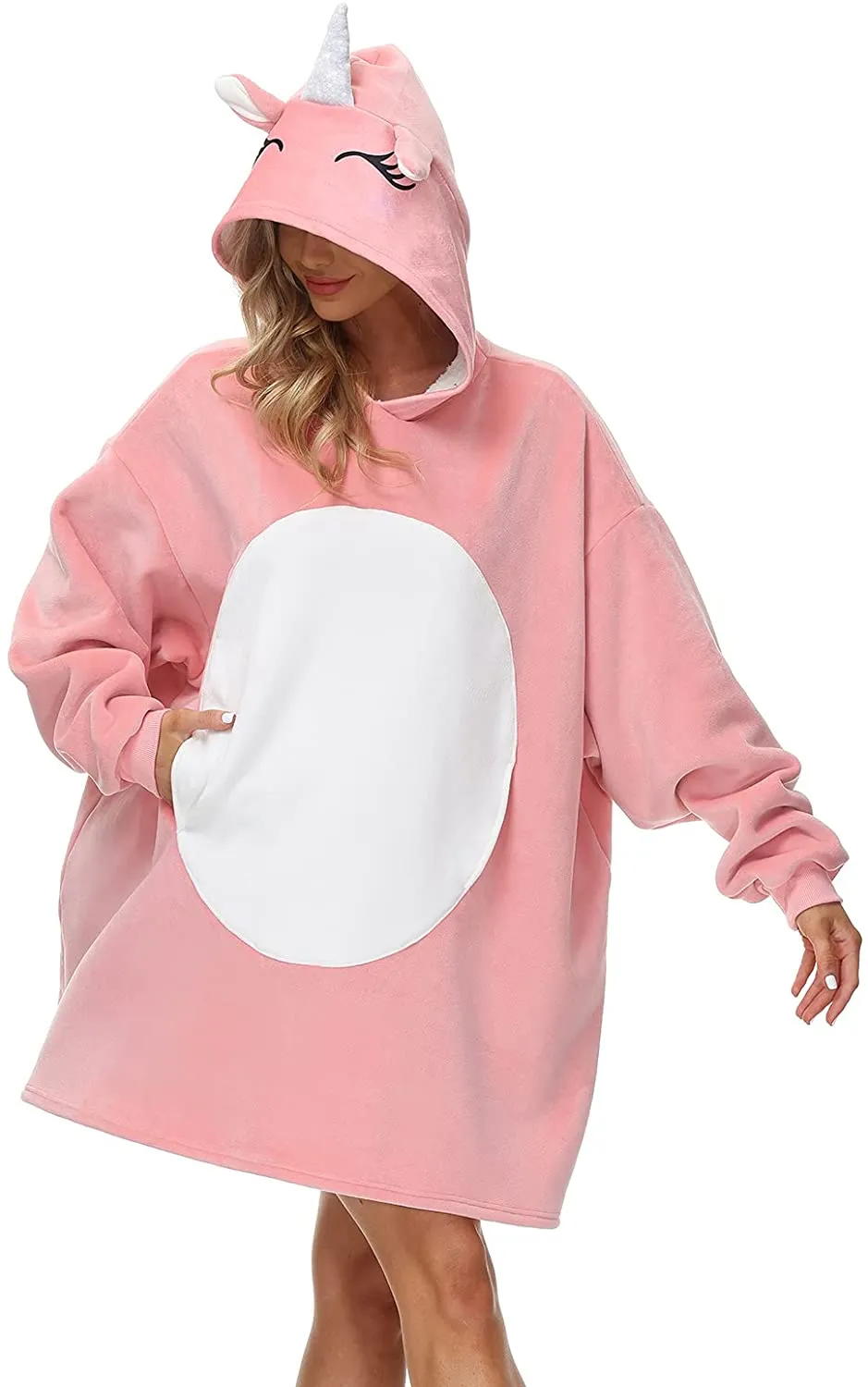 Oversized Hoodie Blanket Gifts for Women UK Adult Men Kids Girls Wearable Comfortable Fleece Hoodie Robe As Birthday Gifts for Mothers Friends