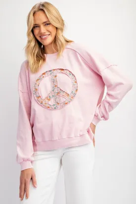 Peace, Love & Pink Lightweight Terry Pullover