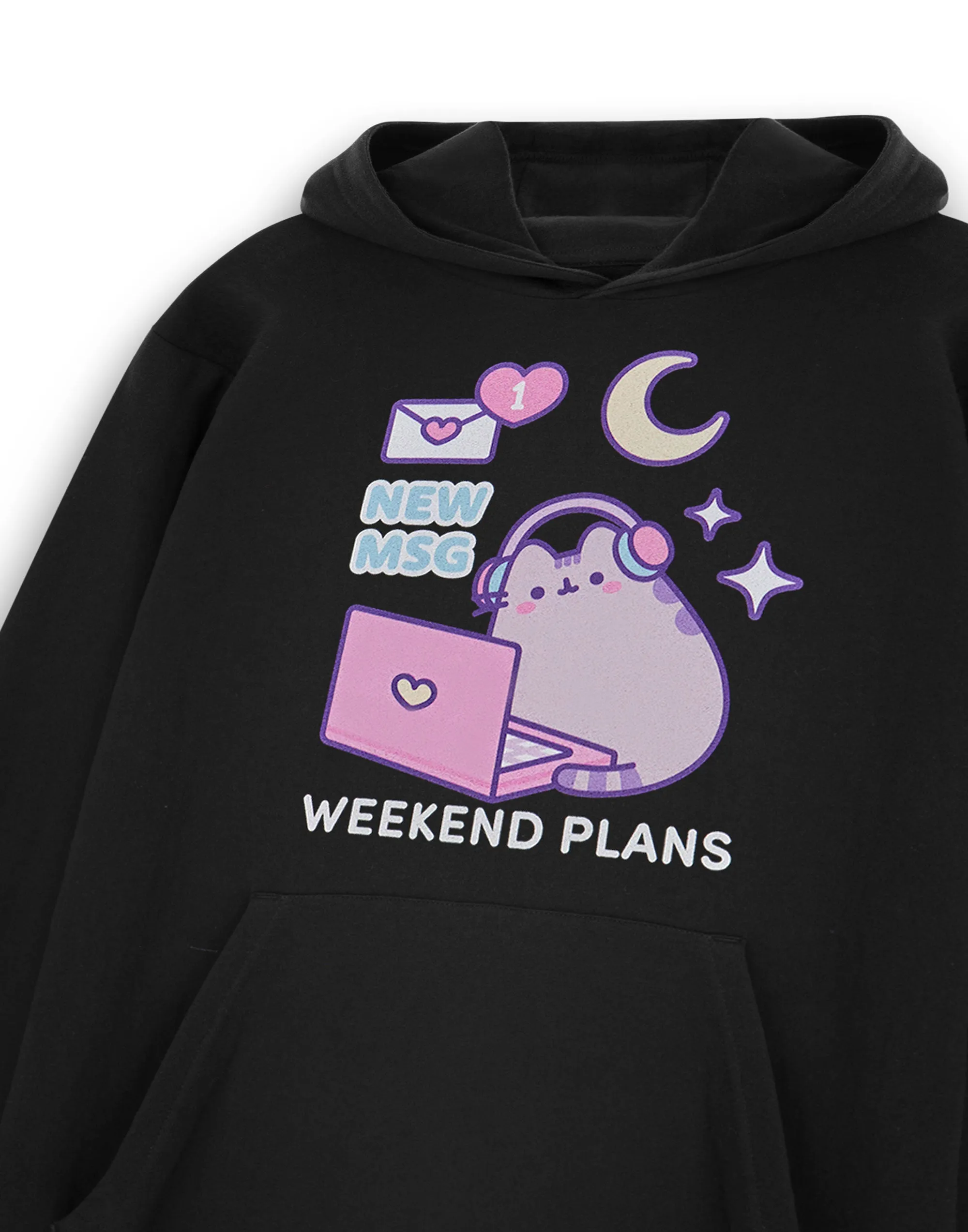 Pusheen Weekend Plans Womens Black Hoodie