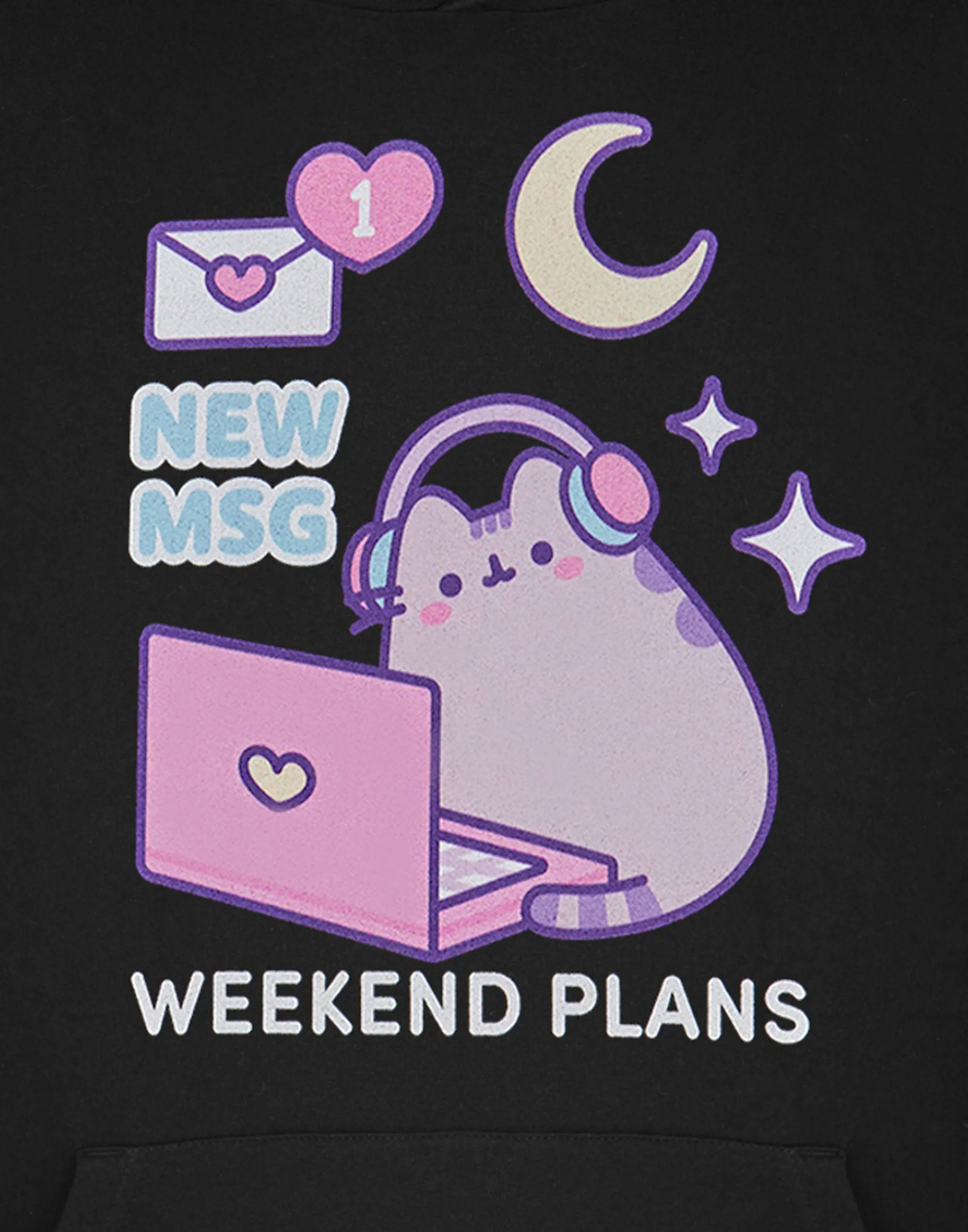 Pusheen Weekend Plans Womens Black Hoodie