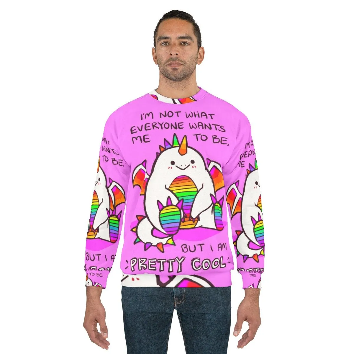 "Mental Health Awareness Rainbow Dragon Sweatshirt: Uplifting Self-Love Design"