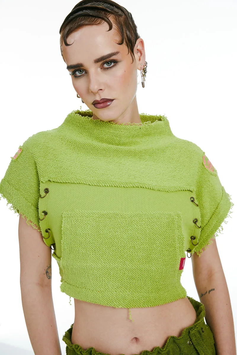 Short Sleeve Cropped Sweatshirt Green