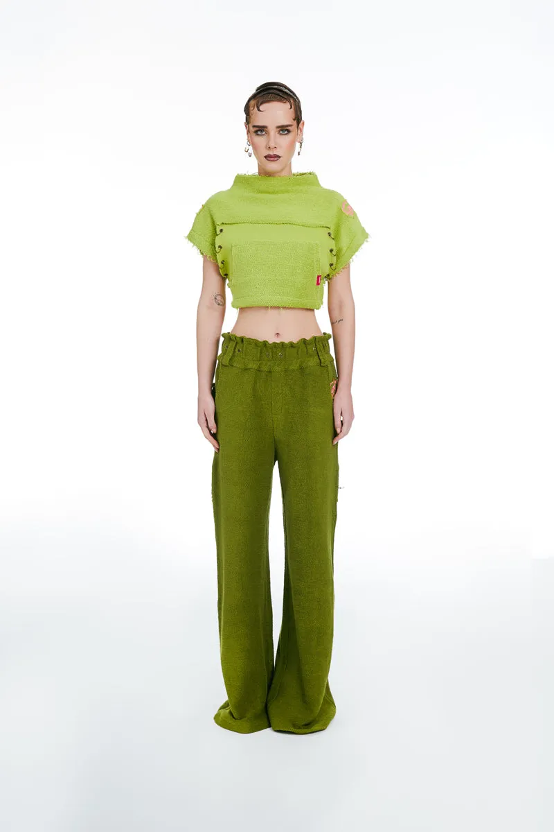 Short Sleeve Cropped Sweatshirt Green