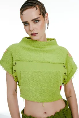 Short Sleeve Cropped Sweatshirt Green