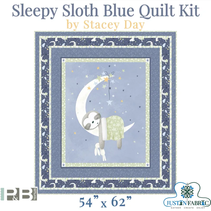 Sleepy Sloth Blue Quilt Kit featuring Sleepy Sloth by Debbie Monson | P&B Textiles