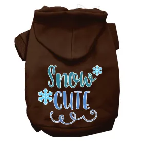 Snow Cute Screen Print Dog Hoodie Brown S