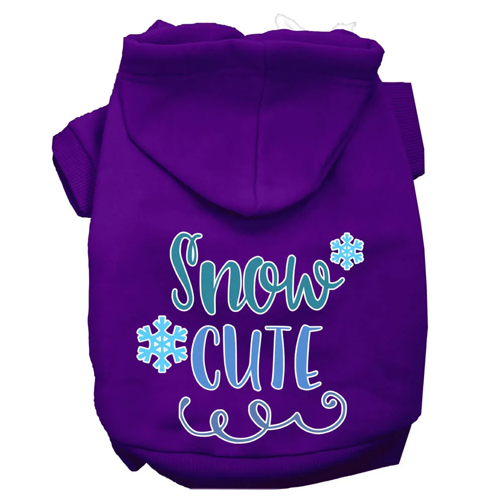 Snow Cute Screen Print Dog Hoodie Purple Xs