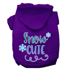 Snow Cute Screen Print Dog Hoodie Purple Xxxl