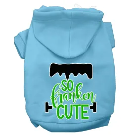 So Franken Cute Screen Print Dog Hoodie Baby Blue Xs