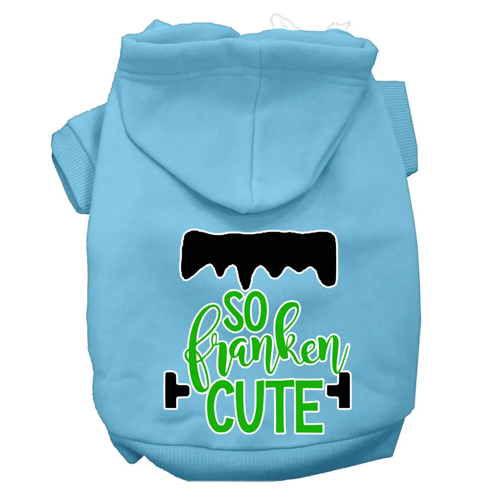 So Franken Cute Screen Print Dog Hoodie Baby Blue Xs