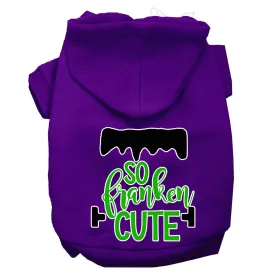 So Franken Cute Screen Print Dog Hoodie Purple Xl