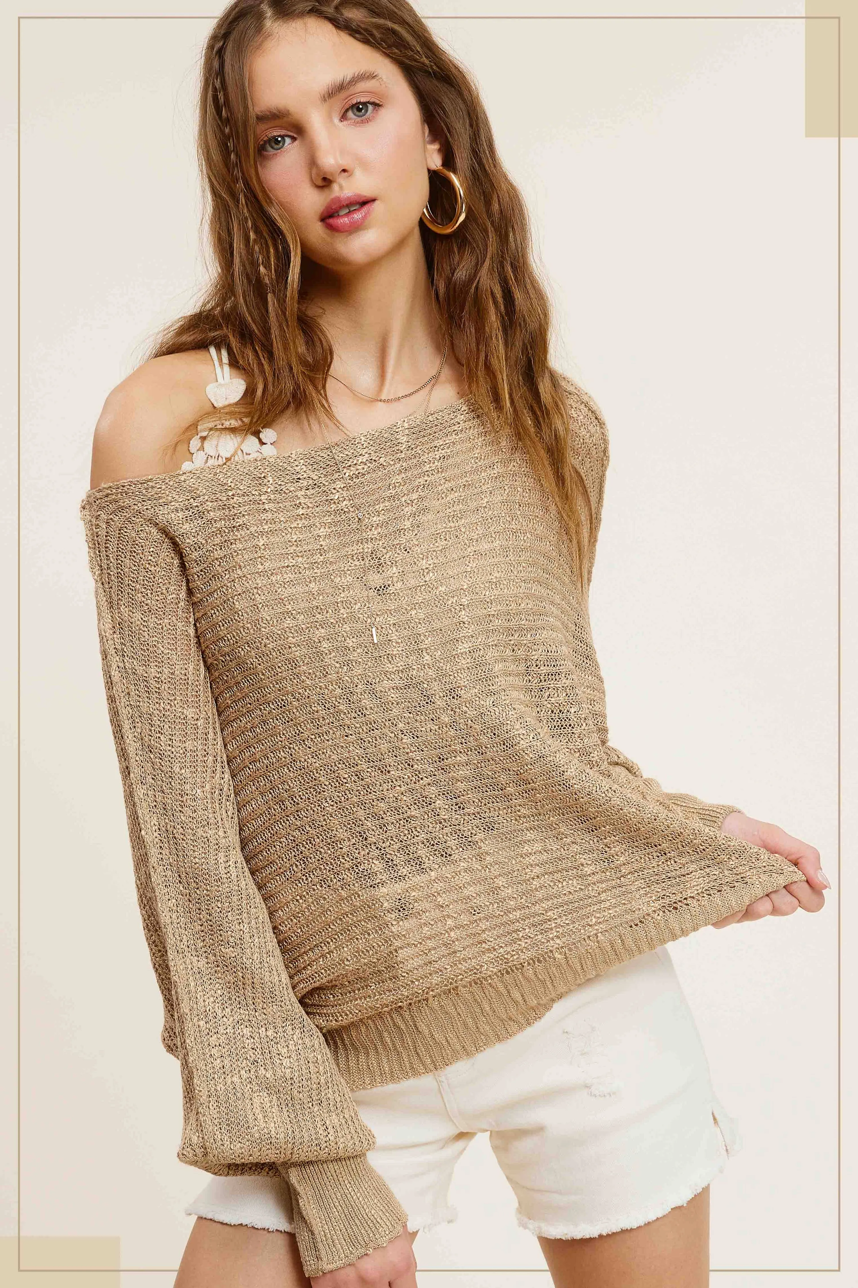 Staple Lightweight Dolman Sleeve Boat Neck Sweater Top