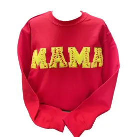 SW-6723 Mama Softball-Red Sweatshirt