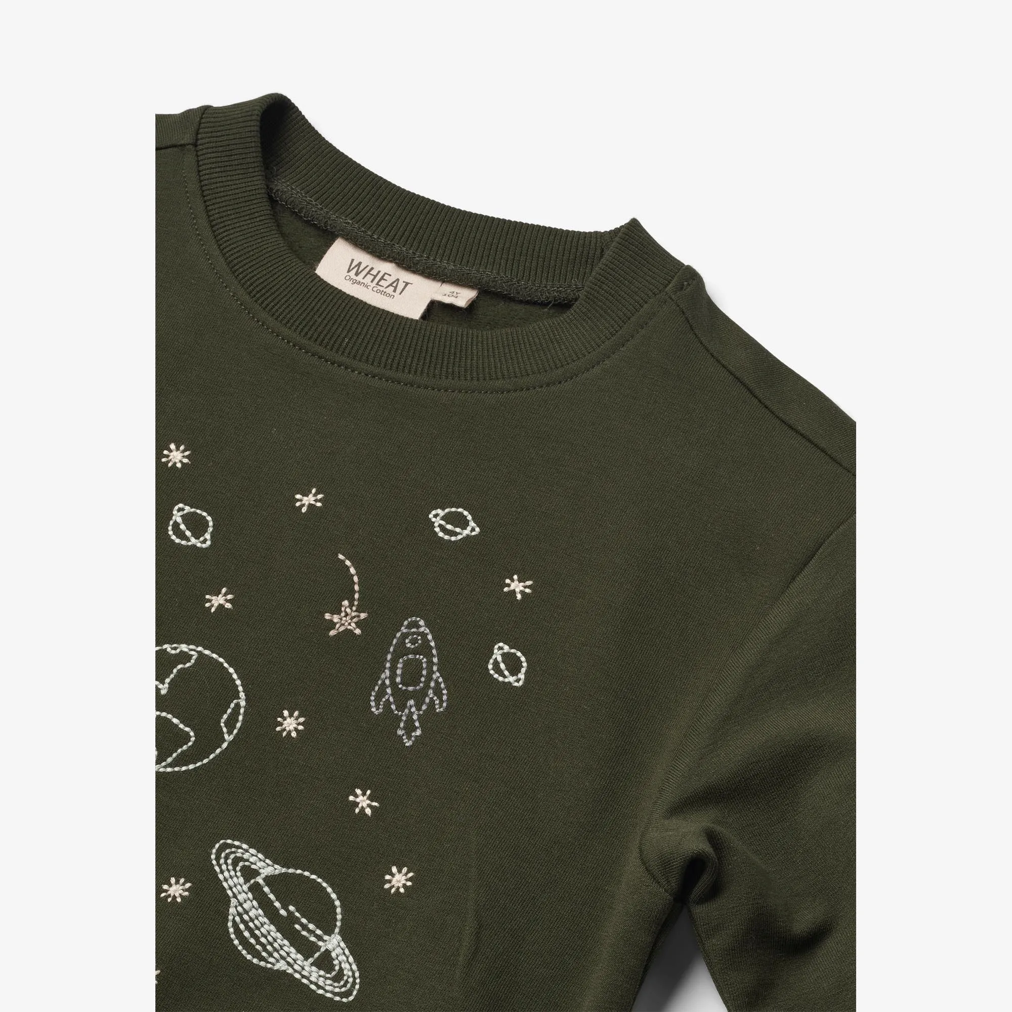 Sweatshirt Space Embroidery - deep forest