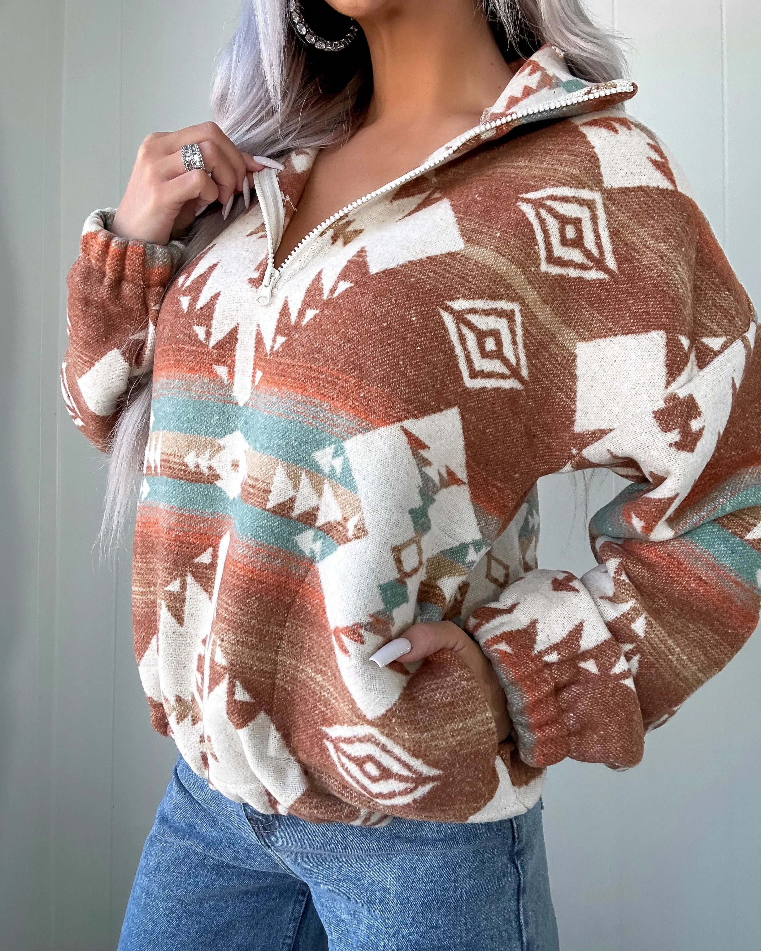 Taquera Rosa Aztec Pullover - Cream