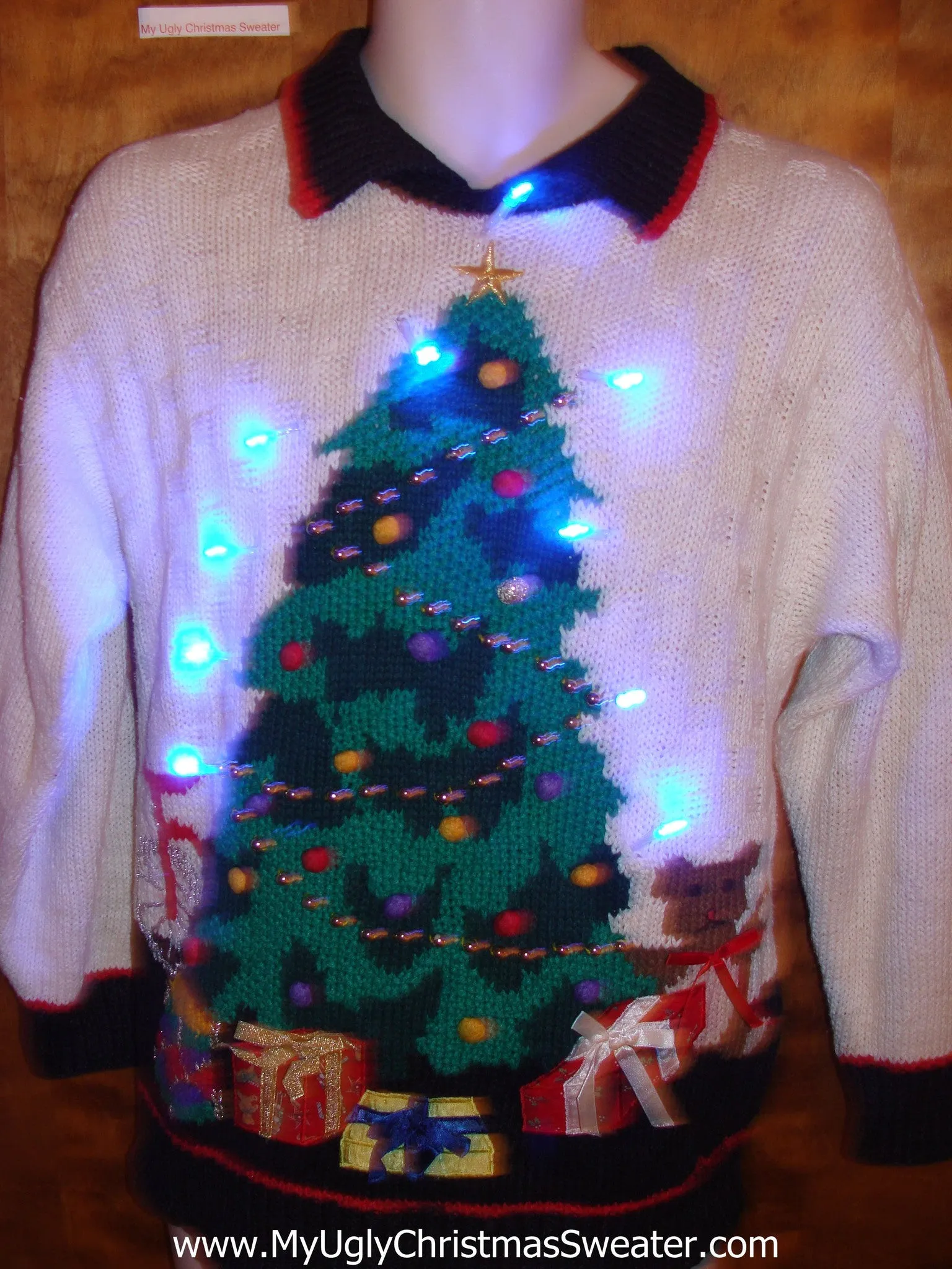 The Leaning Tree with Toys Light Up Ugly Christmas Jumper