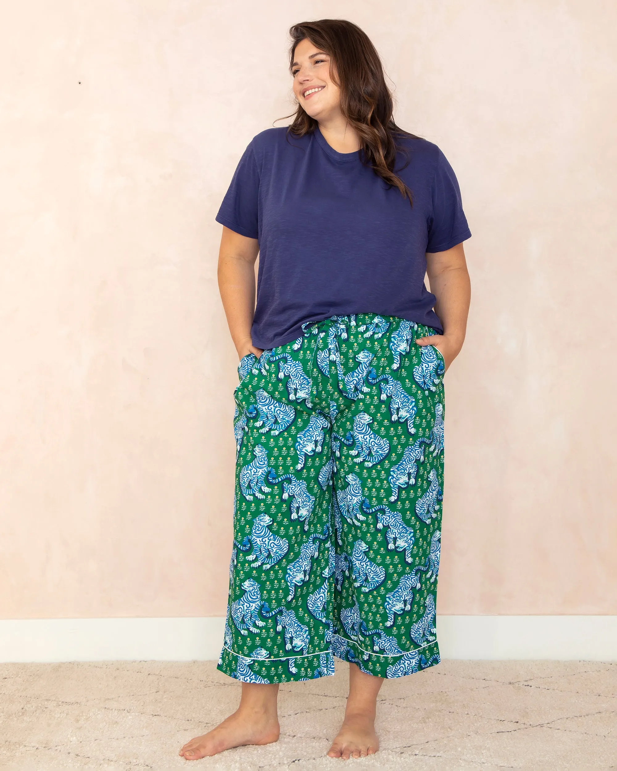 Tiger Queen - Cropped PJ Pants - Jade