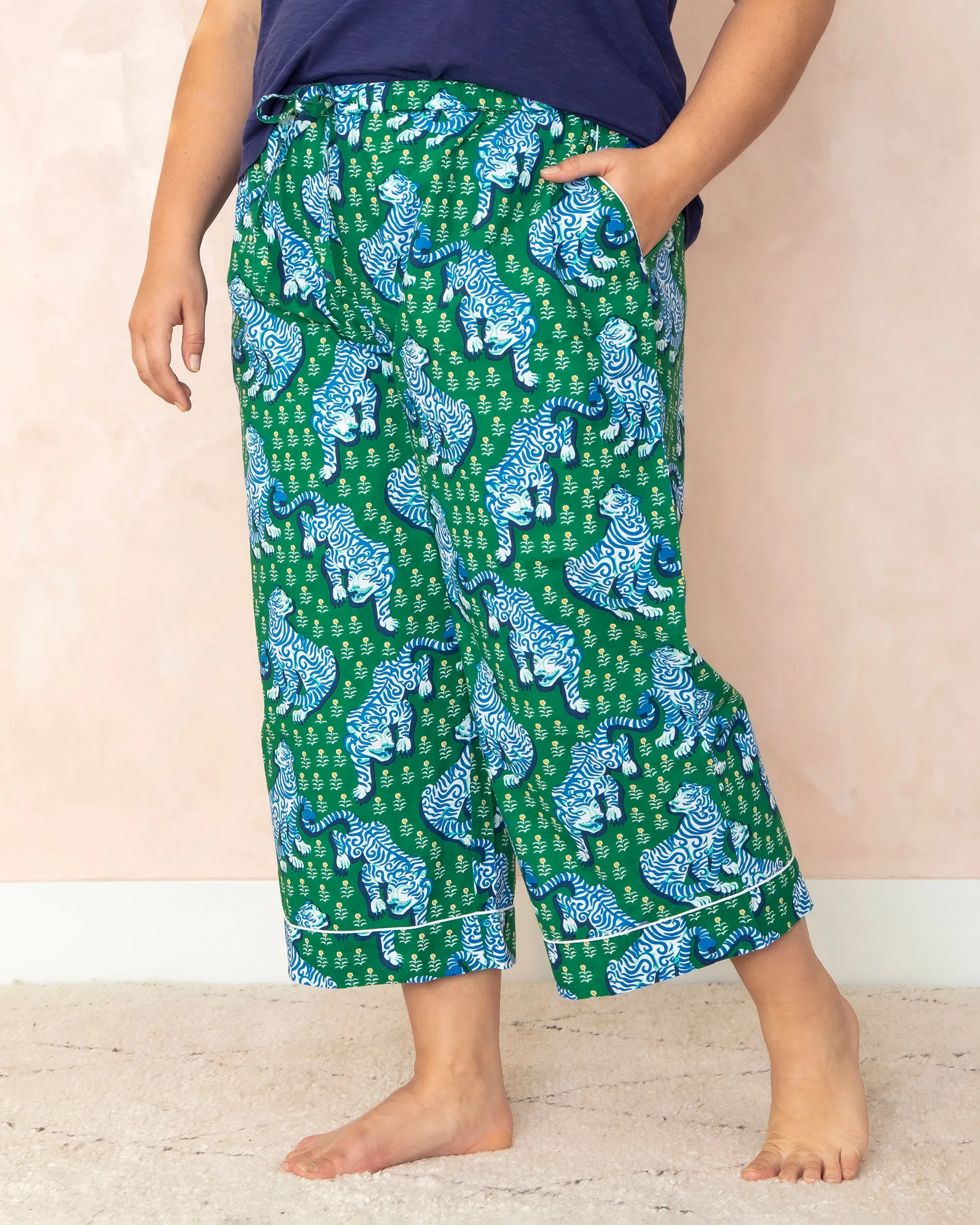 Tiger Queen - Cropped PJ Pants - Jade