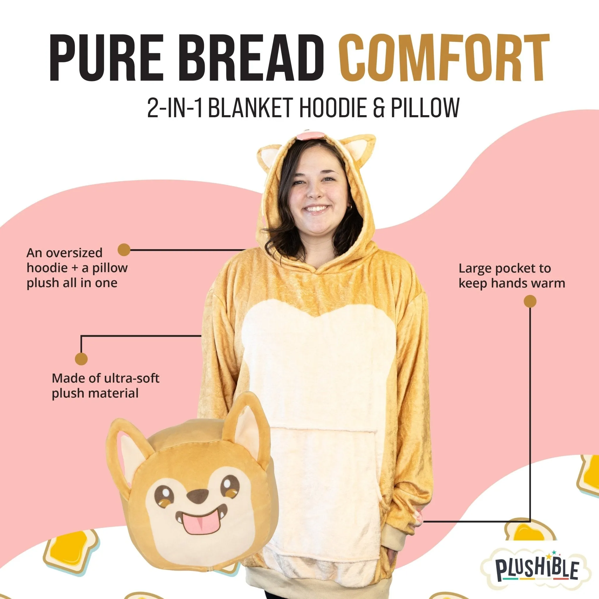 Toast the Corgi Bread Snugible | Blanket Hoodie & Pillow