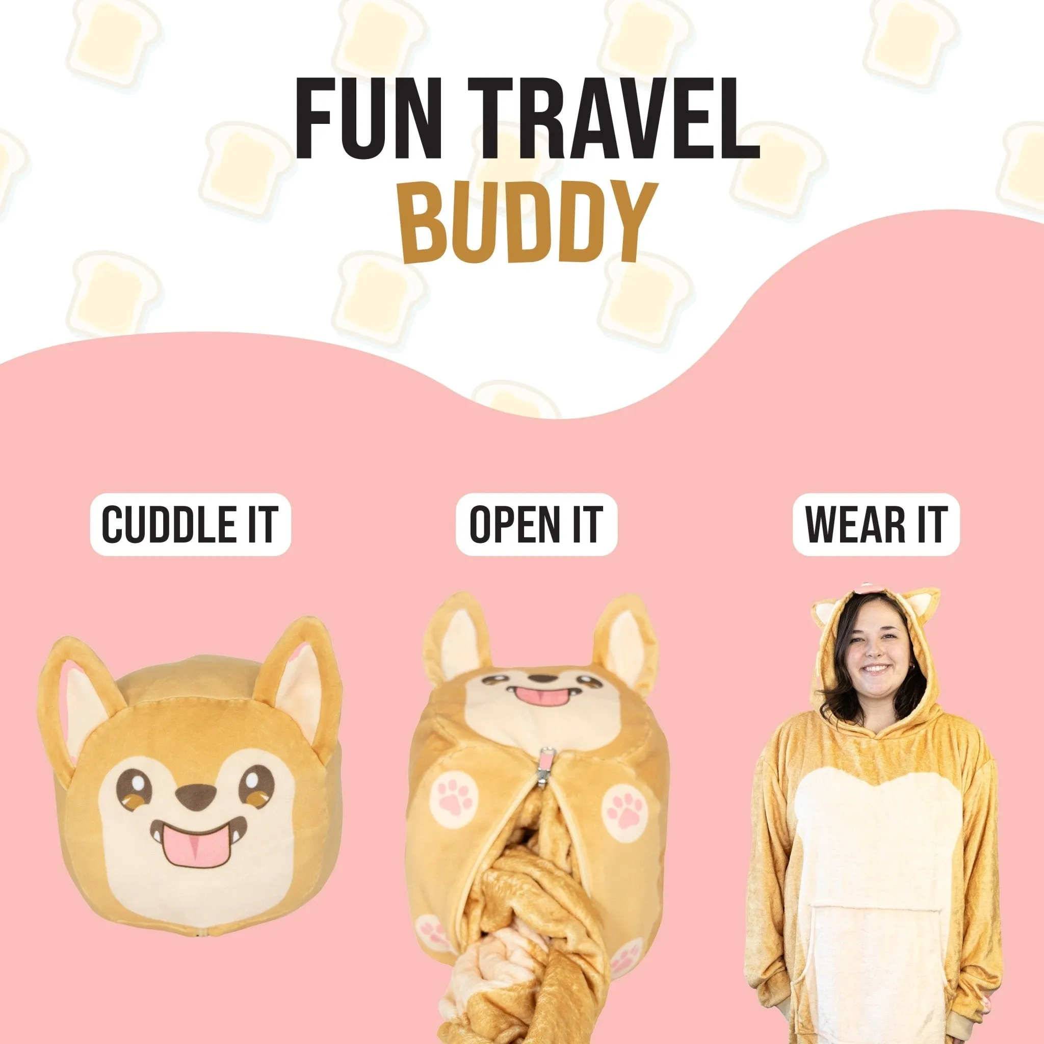 Toast the Corgi Bread Snugible | Blanket Hoodie & Pillow