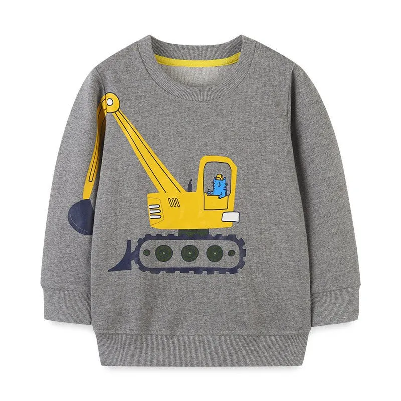 Toddler/Kid Boy's Gray Sweatshirt with Vehicle Design