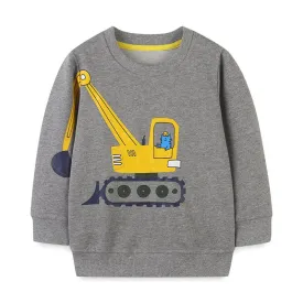 Toddler/Kid Boy's Gray Sweatshirt with Vehicle Design