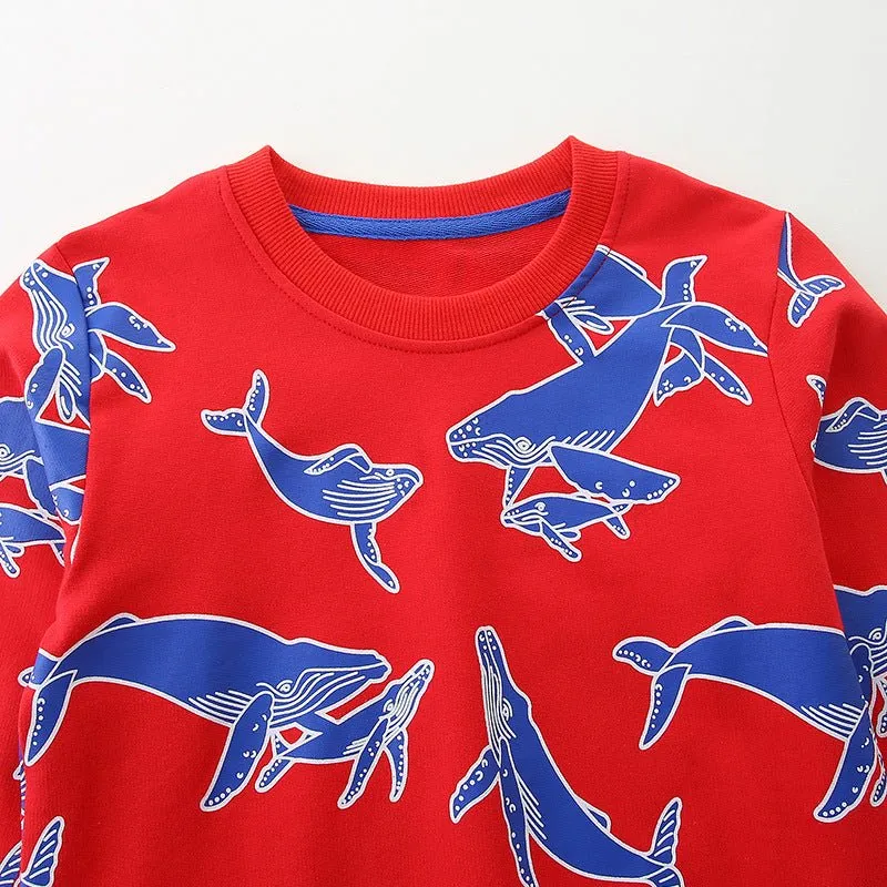 Toddler/Kid Boy's Ocean World Print Design Red Sweatshirt