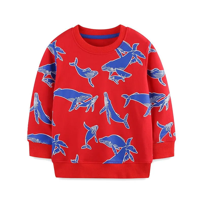 Toddler/Kid Boy's Ocean World Print Design Red Sweatshirt