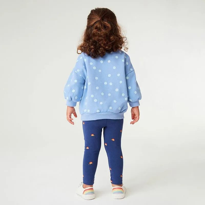 Toddler/Kid Girl Flower Embroidery Polka Dots Sweatshirt